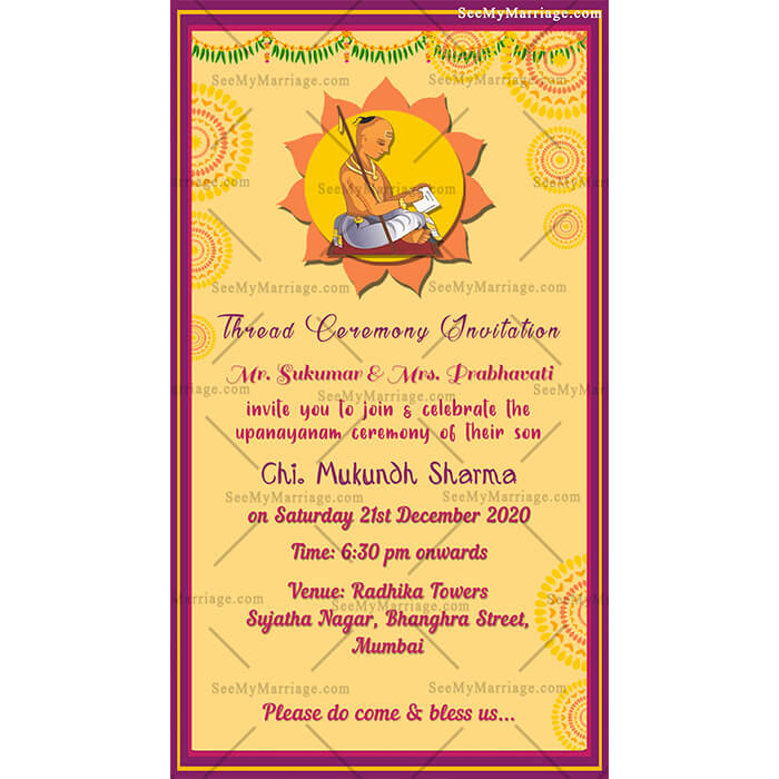 North Indian Thread Ceremony Invitation Card – SeeMyMarriage