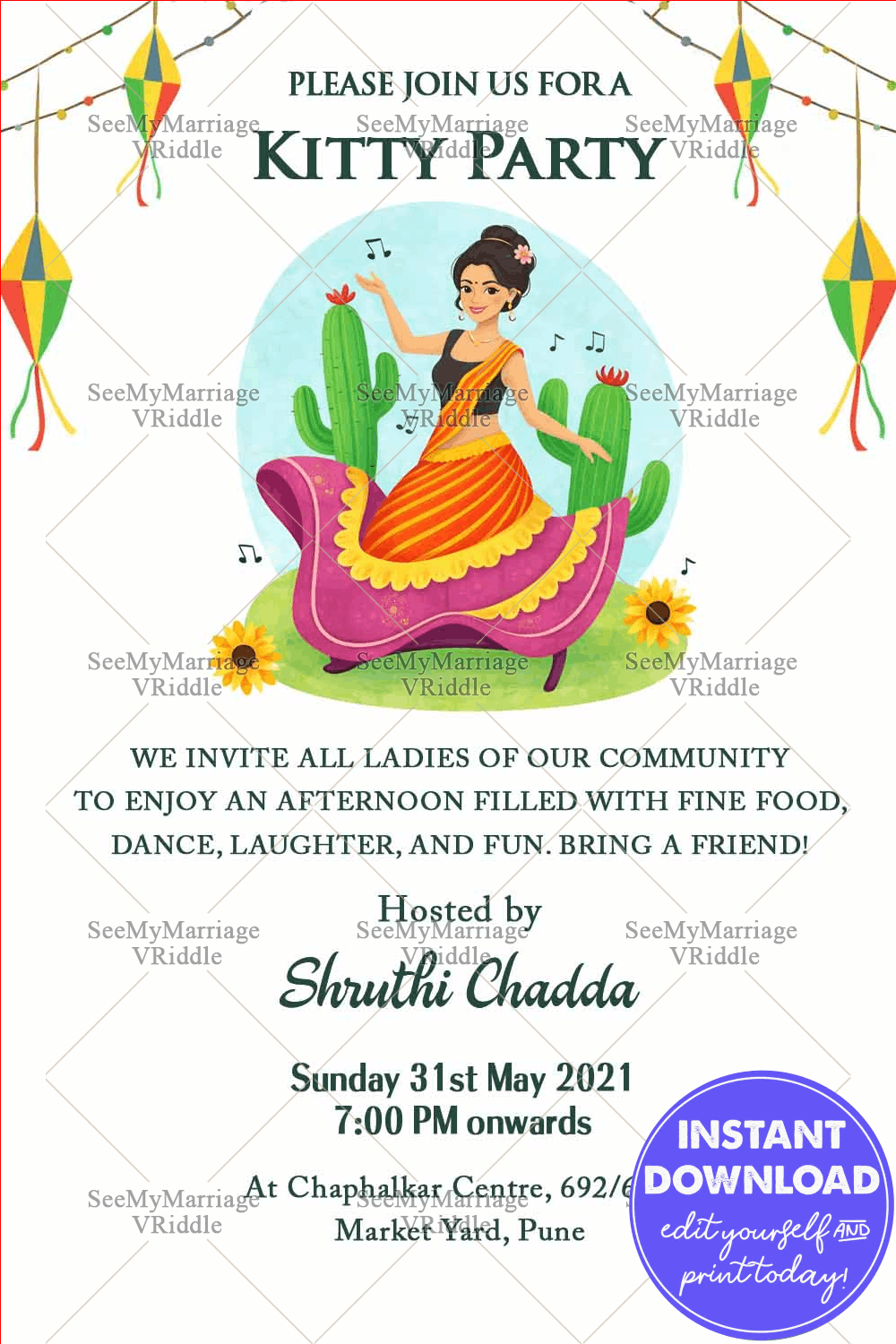 Oh Ladies Kitty Party Invitation Card