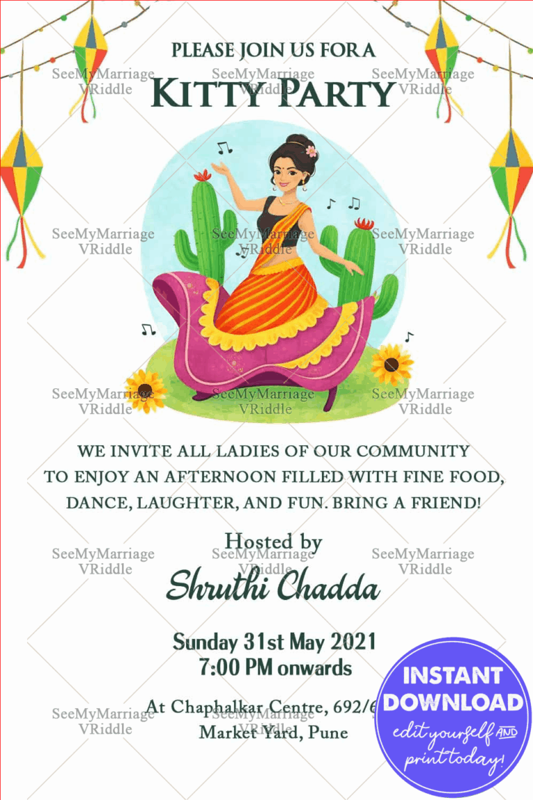 Oh Ladies Kitty Party Invitation Card