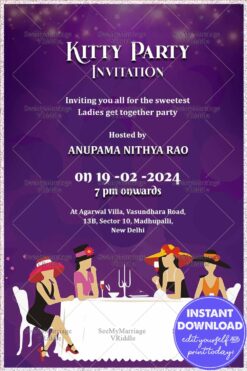 Party Nights Women Kitty Party Invitation Card