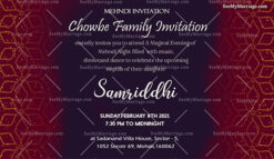 Royal Celebration Night Mehndi Party Invitation Card
