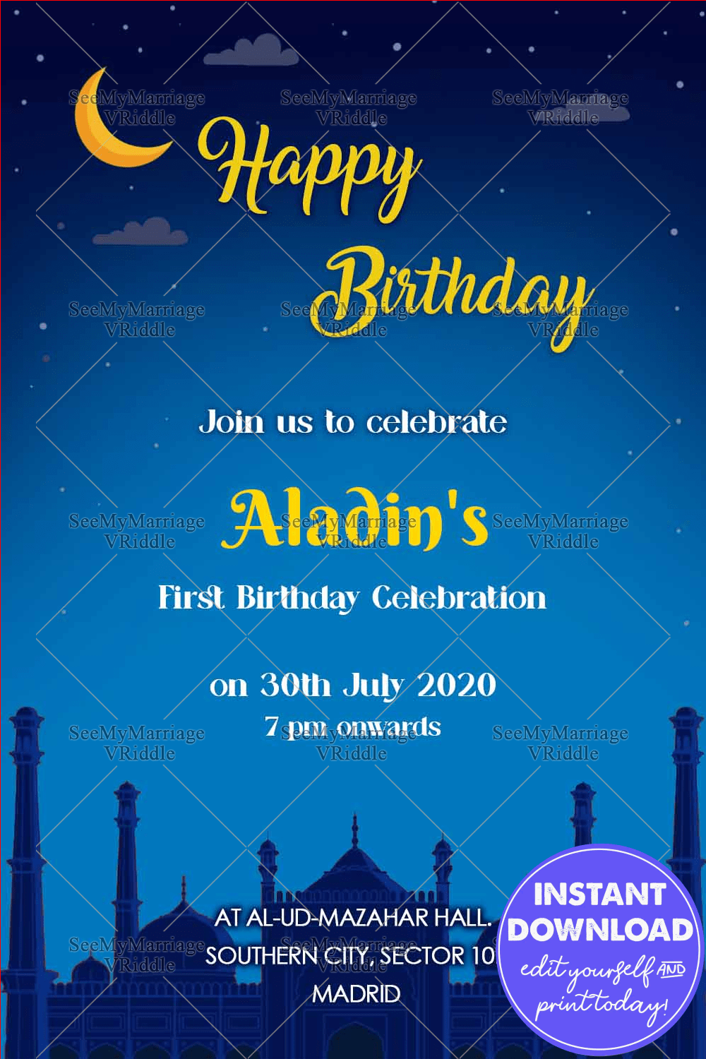Salgirah_muslim Birthday Invitation Card