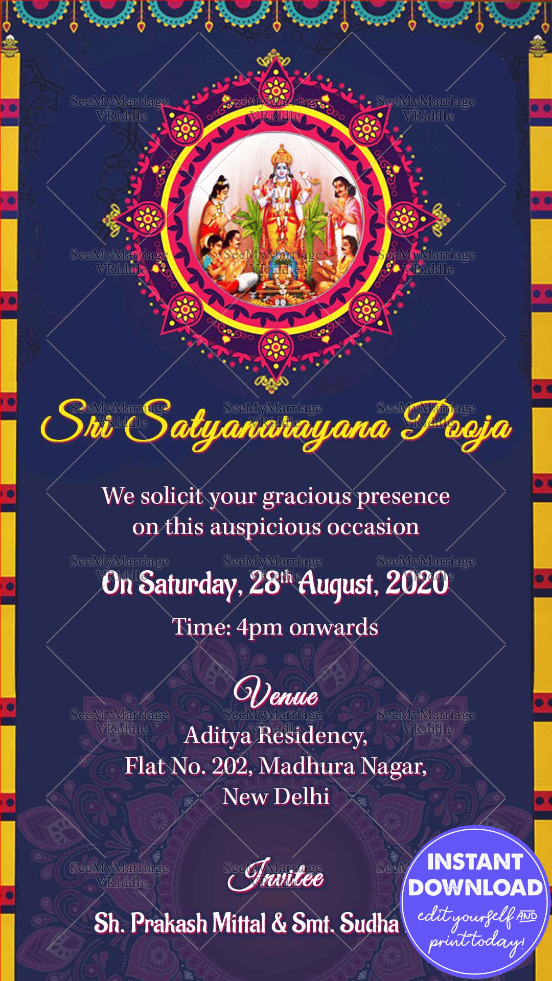 Satyanarayana Puja Housewarming Ecard Invite