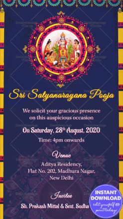 Satyanarayana Puja Housewarming Ecard Invite