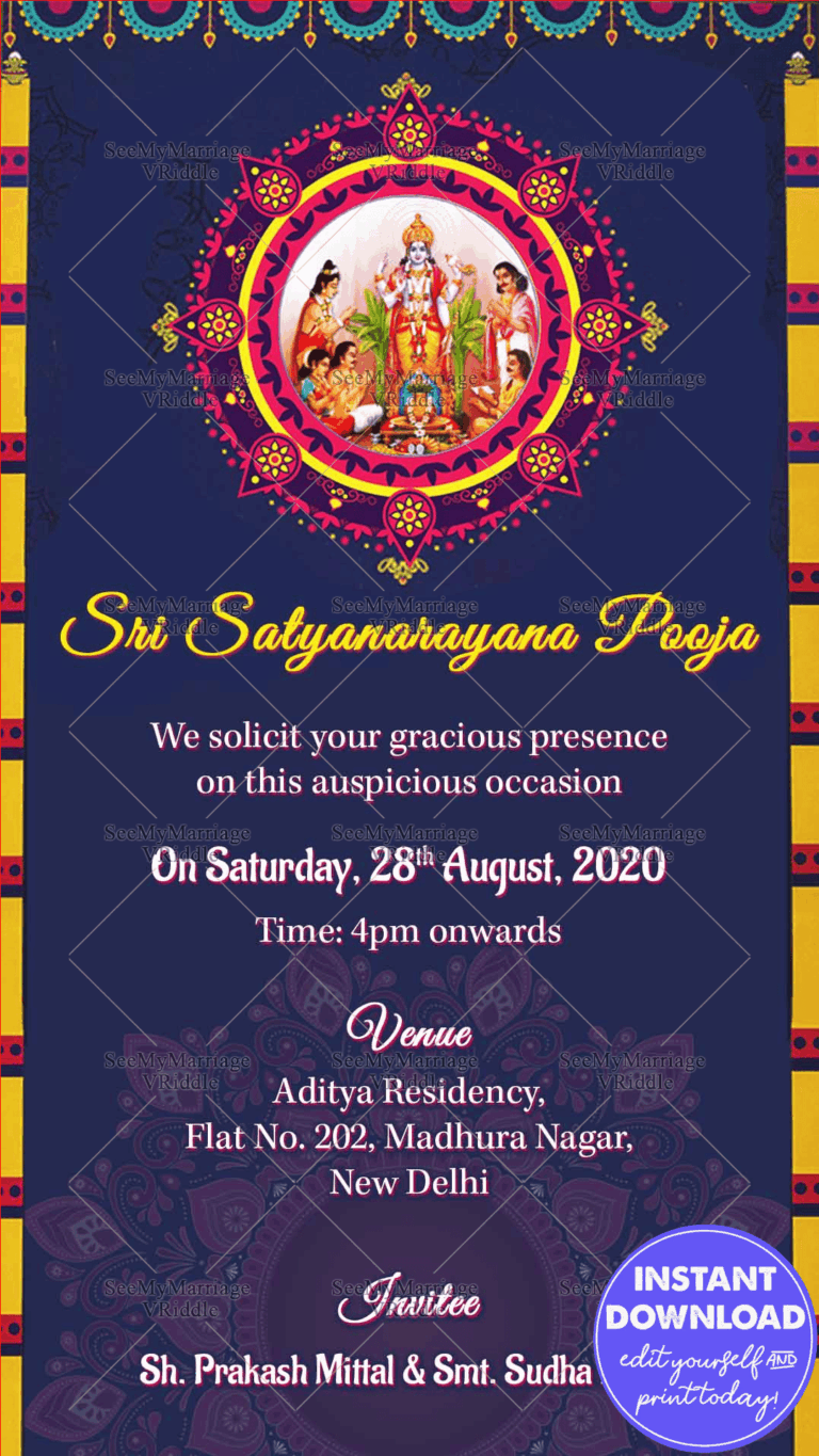 Satyanarayana Puja Housewarming Ecard Invite