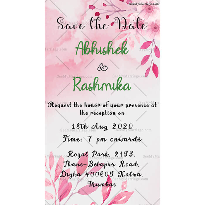 Pink Theme Modern Reception E-card Invite