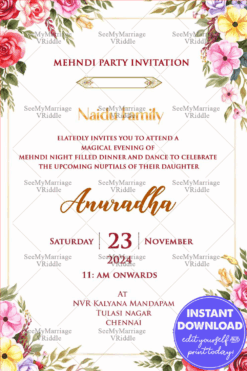 Summer Love Mehndi Invitation Card