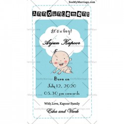 Texture, Classy Baby Boy Blue theme Announcement Save the Date Card