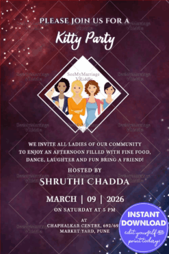 The Party Night Kitty Party Invitation Card