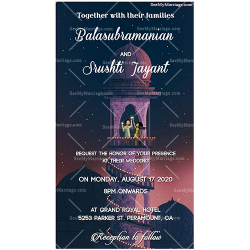 Blue theme wedding invite card, muslim wedding ecards, masjid wedding invitation cards