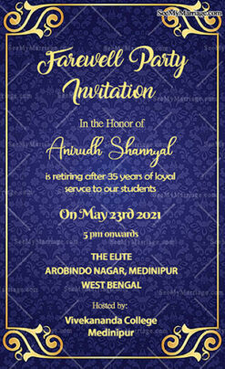 Blue Theme Farewell Party Invitation Card