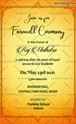 Golden Boarder Farewell Party Invitation Card
