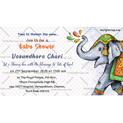 Elephant, watercolor, orange, green, water, floral, white background, baby elephant ecards