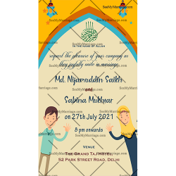 Muslim cartoon couple Muslim wedding card, Muslim whatsapp wedding invites