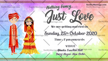 traditional wedding couple theme wedding invite cards, cartoon einvite hindu