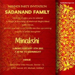 red theme mehendi invite card, traditional hindu e-invitation cards