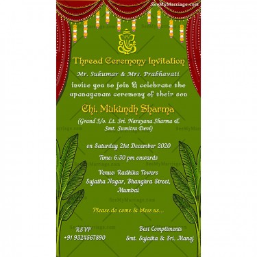 Traditional Thread Ceremony Invitation Card