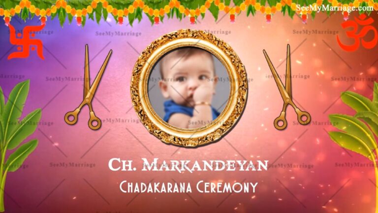 Chudakarana Ceremony Invitation Video Pale Violet Tamil Traditional Theme | ID: 11613