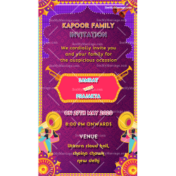 Bollywood theme wedding WhatsApp card, Pink theme ecard