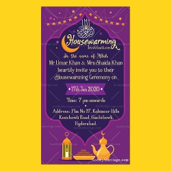 Whatsapp Purple Theme Muslim Housewarming Card