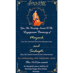 The Two Loving Parrots Dark Navy Blue Theme Engagement Invitation Video With Animated Bride And Groom Clip Art With Decorated G