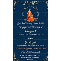 engagement card, blue them indian style engagement card, ring ceremony, indian sagai card, roka, sagai