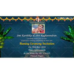 Blue Theme Baby Boy Naming Ceremony Invitation Card
