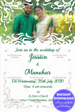 Cream And White Tamil Christian Wedding Invitation Card