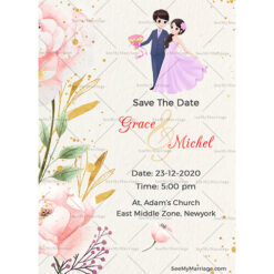 Cream Rose Floral Theme Christian Wedding Invitation Card