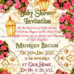 Pink Floral Theme Muslim Baby Shower Invitation Gif With Cream Background