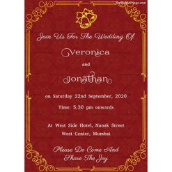 Red Theme Traditional Kerala Christian Wedding Invitation Card