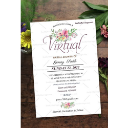 Invitation Card in Garden, Floral Plants, Green Leaves, Yellow Flowers, Printed Card, Bridal Shower WhatsApp Invitation