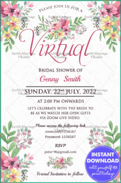 A Beautiful Bridal Ceremony Virtual Bridal Shower Invitation Card