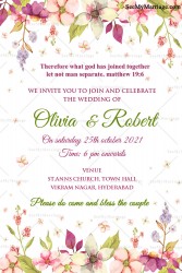 traditional christian wedding invitation, simple floral theme card, white theme wedding card, christian wedding card