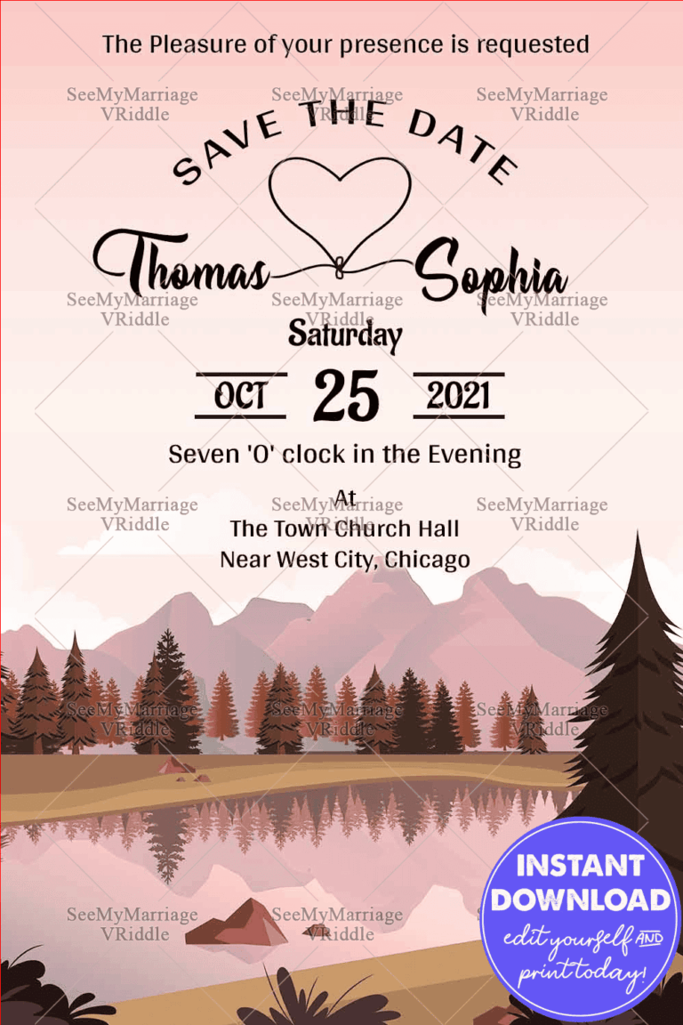 Lake And Mountains Wedding Save The Date Ecard
