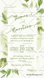 christian wedding invitatio, green floral theme, kerala wedding invitation