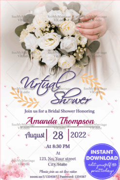 Rain Of Roses Bridal Shower Invitation Card