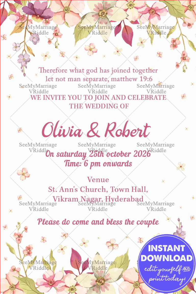 They Are No Longer Two But One White Floral Theme Christian Wedding Invitation Card