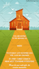 Knocked The Love Door Blue And Green Theme Christian Wedding Invitation Gif With Animated Trees And Wedding Couple