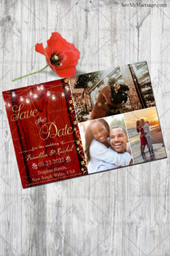 White Wood Texture Modern Wedding Save The Date Ecard With Golden Floral Designs