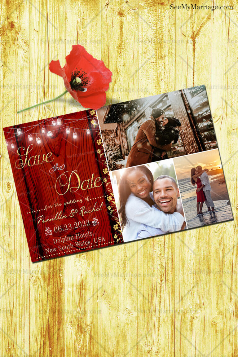 Golden Wood Theme Wedding Save The Date E-card