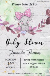 Baby Shower Cute Elephant Swinging In White Theme Background | ID: 11678 | ID: 11683