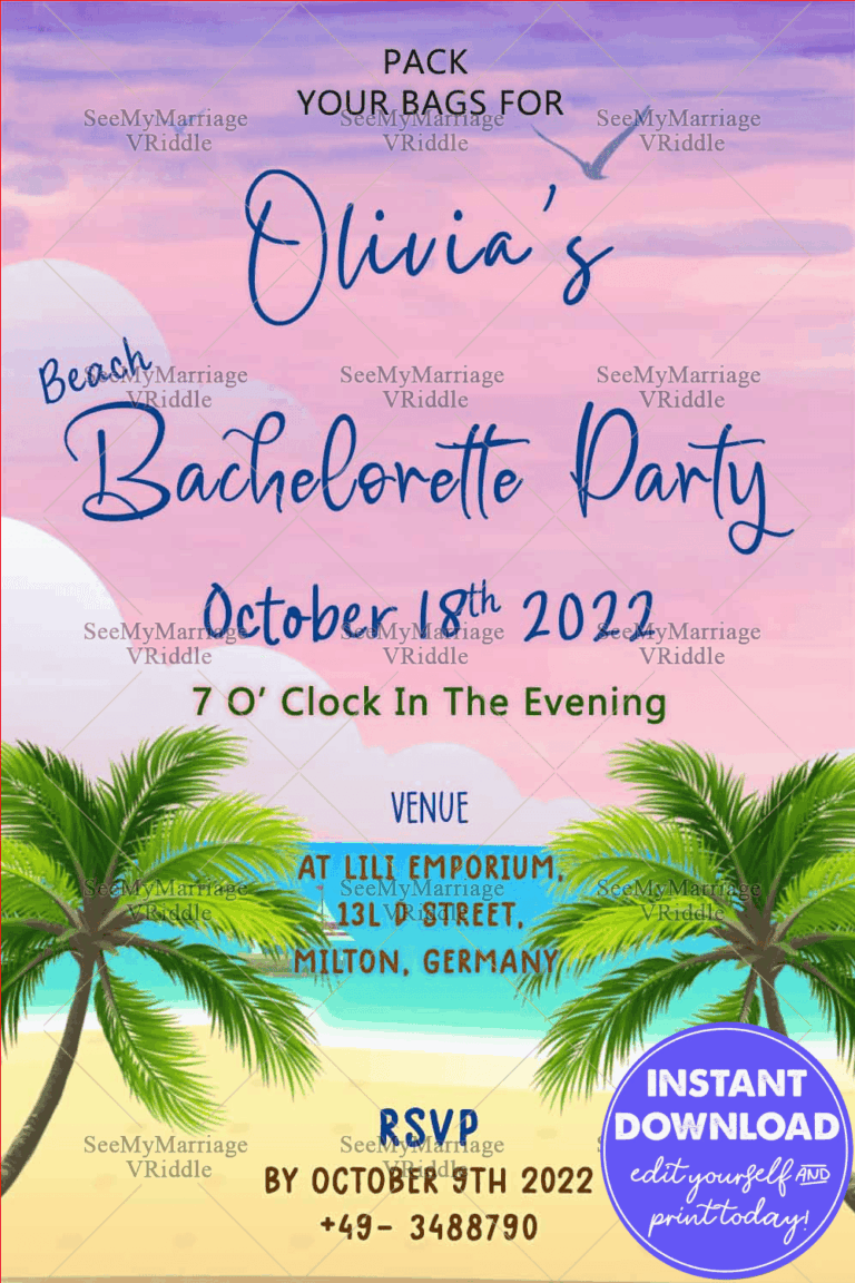 Bachelorette Party Night Beach Theme Invitation