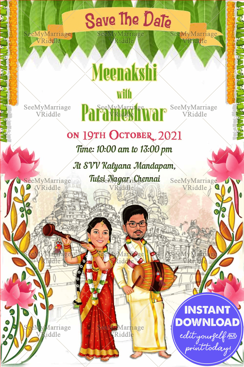Creative Tamil Caricature Wedding Card – Whatsapp Invitation