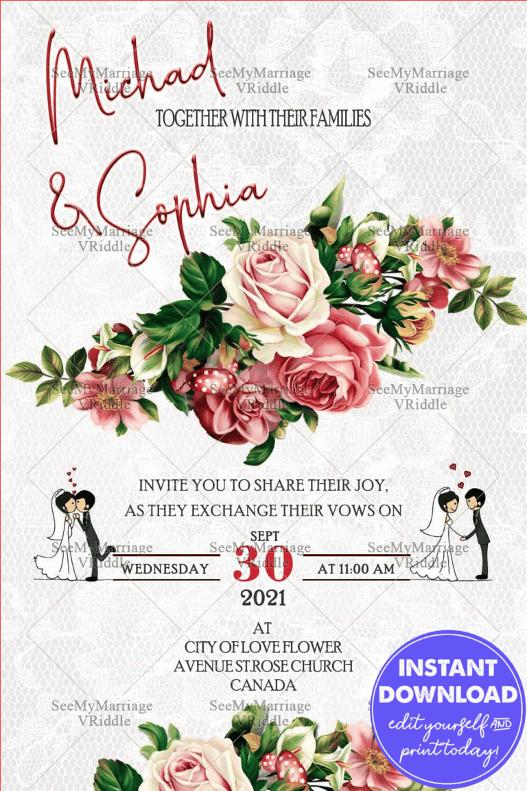 Floral Wedding Invitation, Christian, Editable Save The Date Card