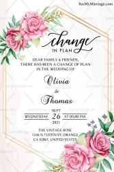 change in wedding date, new save the date, change in wedding plan