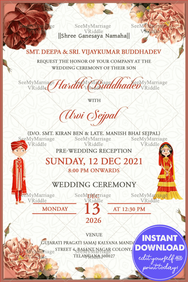Hindu Pastel Floral Wedding Invitation Card, Texture Post Card, Envelop, Pattern Designs