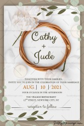 Green, Olive, floral, leaves, wood frame, floral, save the date invite