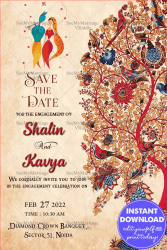 Radha Krishna Theme Engagement Save the date invitation