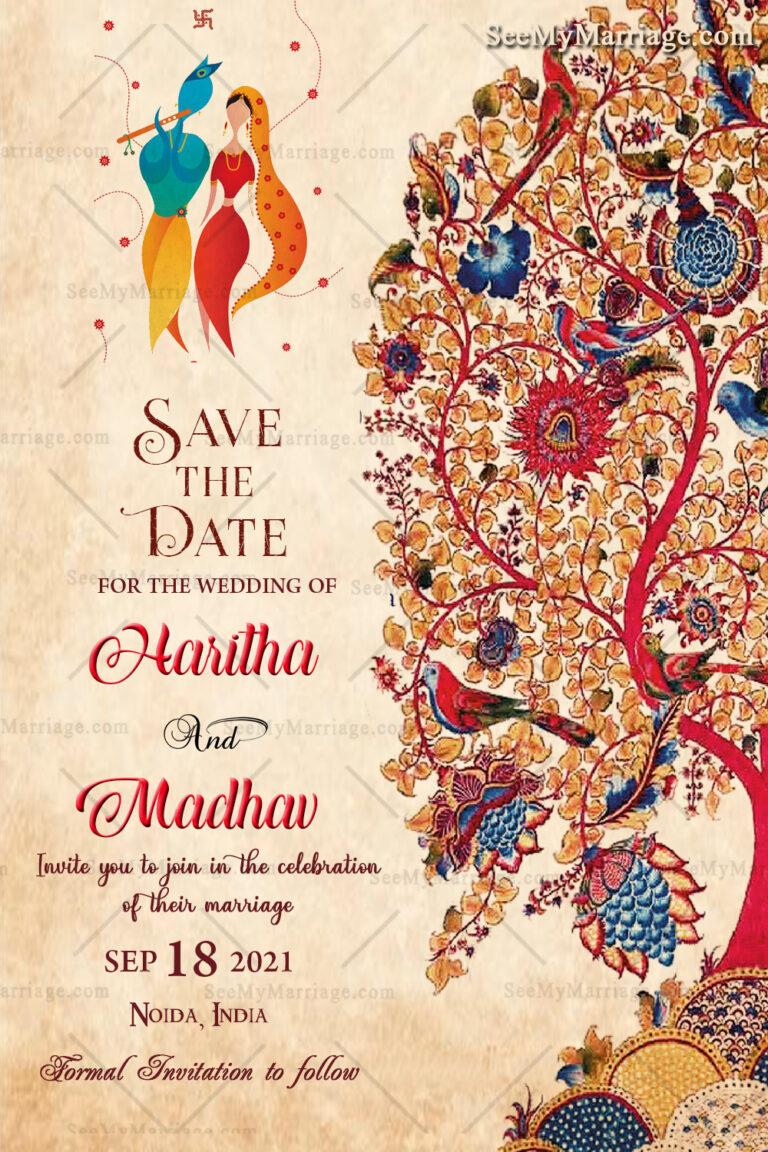 Radha Krishna Theme Wedding Save The Date Card Version 1 Card